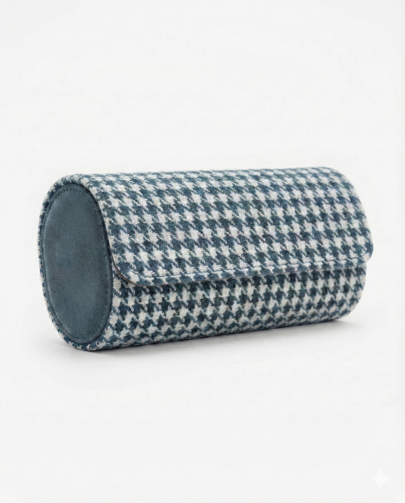 The Maritime 3-Watch Roll | Blue & White Pepita