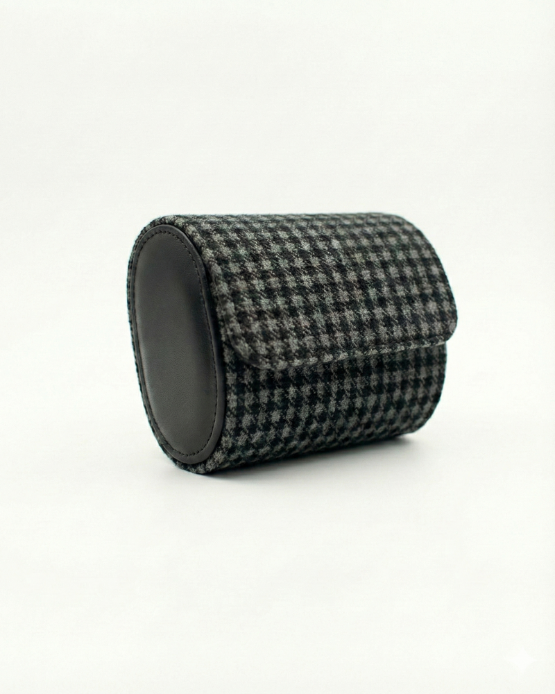 The Shadow Touring 2-Watch Roll | Black Pepita