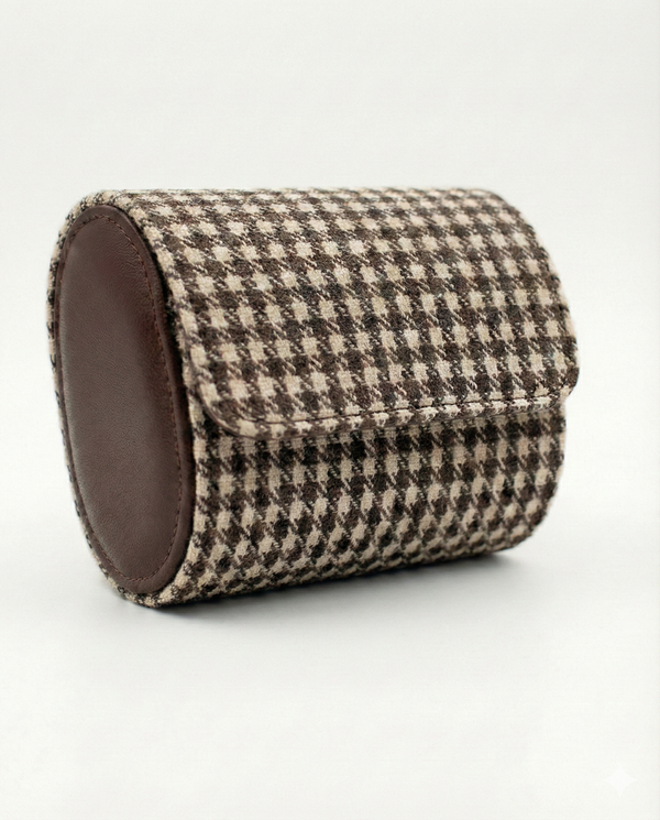 The Estate 2-Watch Roll | Brown Heritage Pepita