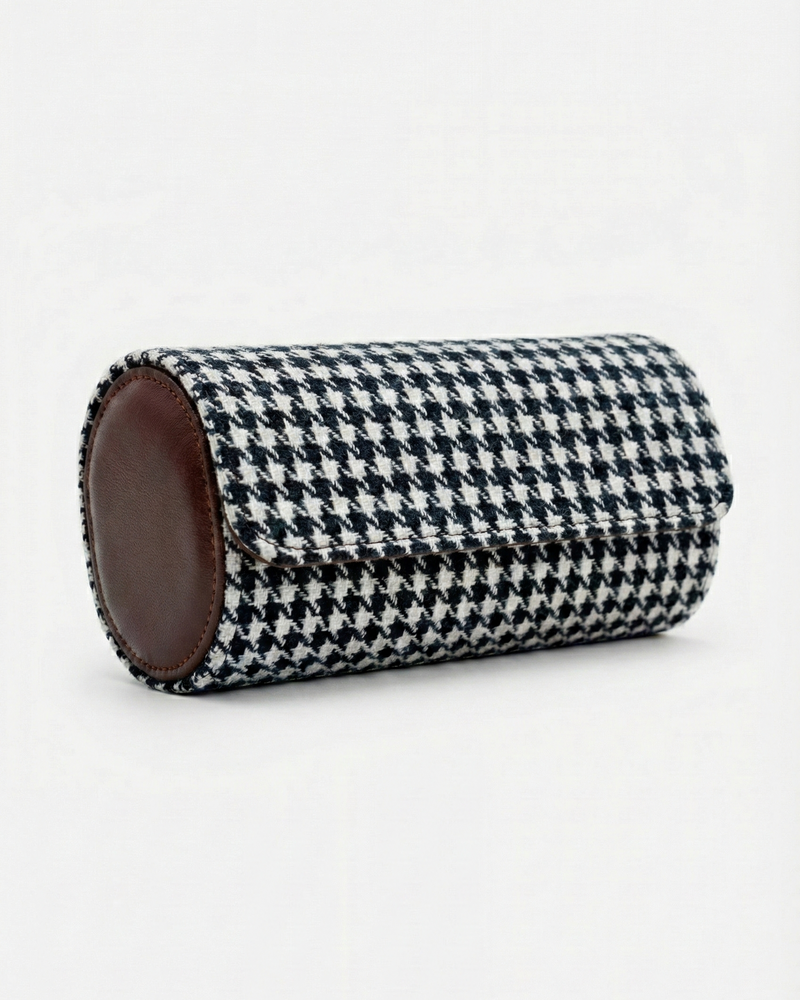 The Sartorial 3-Watch Roll | Black & White Pepita