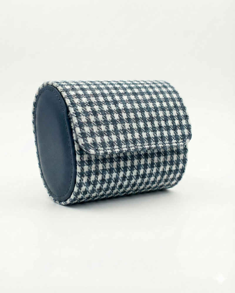 The Maritime 2-Watch Roll | Blue & White Pepita